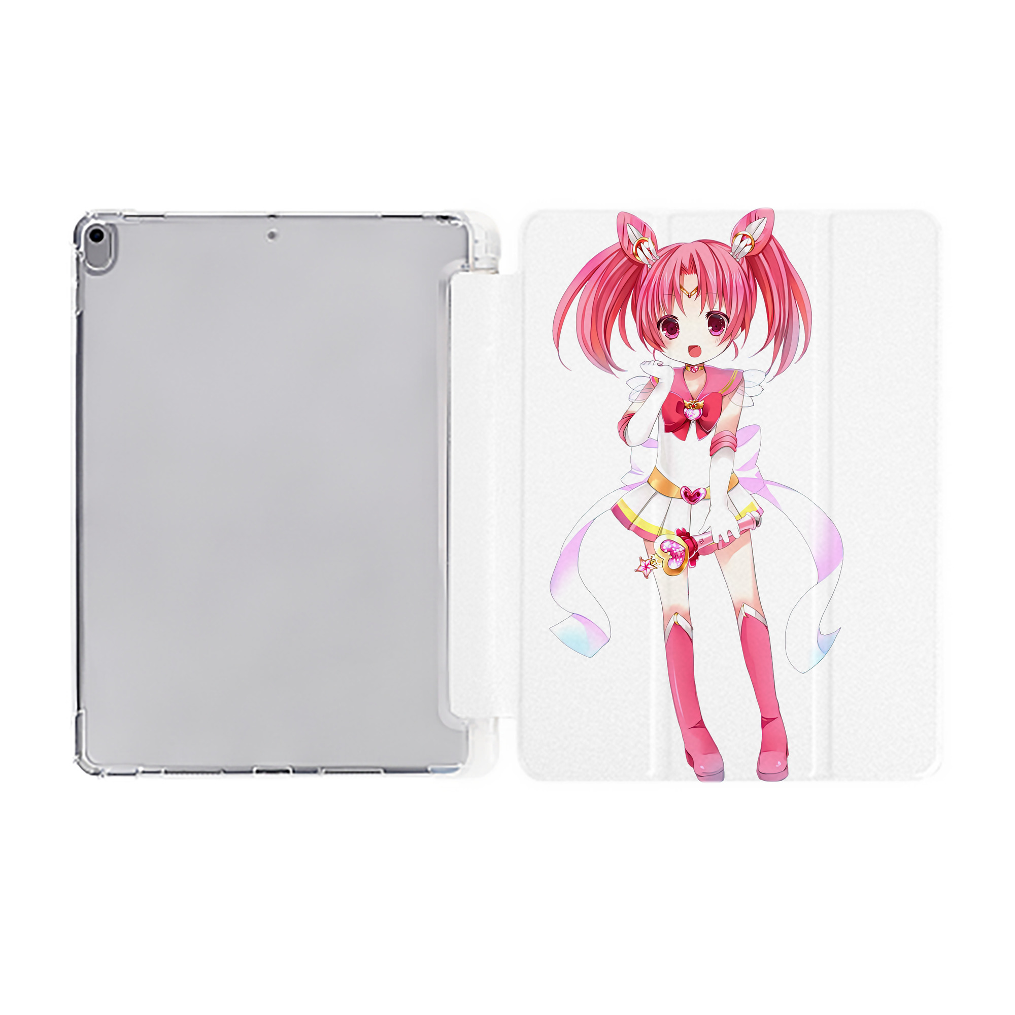（画像用） 美少女戦士セーラームーン ちびうさ Sailor Moon Chibiusa Tsukino Usagi Small Lady Serenity IPad ケース ペン収納付き 三つ折りスタンド PUレザー×シリコン 対応機種9.5/10.5/10.9インチ